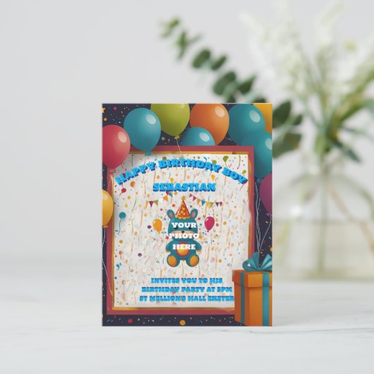 Verjaardagsuitnodigingen feesttijden Kaarten (Staand voorkant)