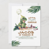 Verjaardagsuitnodigingen jongens dinosaurus kaart (Voorkant)