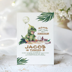 Verjaardagsuitnodigingen jongens dinosaurus kaart