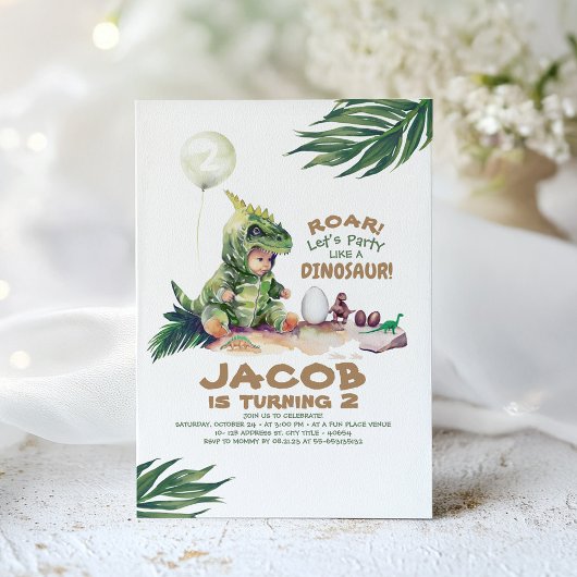 Verjaardagsuitnodigingen jongens dinosaurus kaart