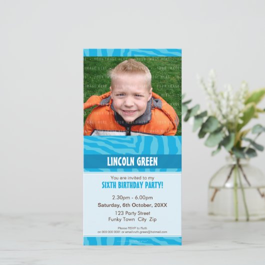 VERJAARDAGSUITNODIGINGEN MET FOTO :: dierenprint 1 (Staand voorkant)