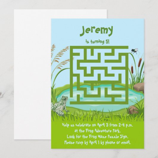 Verjaardagsuitnodigingen met kikker- en vliegen-do kaart (Voorkant / Achterkant)