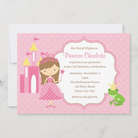 Verjaardagsuitnodigingen Prinses (Frog Prince Cast Kaart (Voorkant)