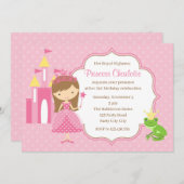 Verjaardagsuitnodigingen Prinses (Frog Prince Cast Kaart (Voorkant / Achterkant)