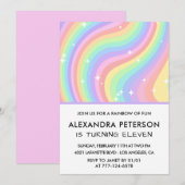 Verjaardagsuitnodigingen regenboog 11 jaar Pastel  Kaart (Voorkant / Achterkant)