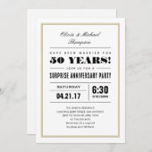 Verjaardagsuitnodigingen tot verrassing - Gouden l Kaart (Voorkant / Achterkant)