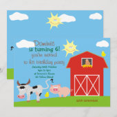 Verjaardagsuitnodigingen voor boerderijdieren kaart (Voorkant / Achterkant)