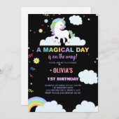 Verjaardagsuitnodigingen voor Clouds Unicorn Kaart (Voorkant / Achterkant)