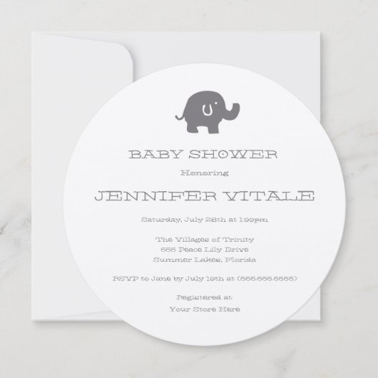 Verjaardagsuitnodigingen voor een olifantje kaart (Voorkant)
