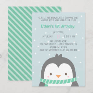 Verjaardagsuitnodigingen voor een schattige pinguï kaart