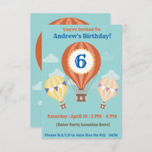 Verjaardagsuitnodigingen voor heteluchtballonnen