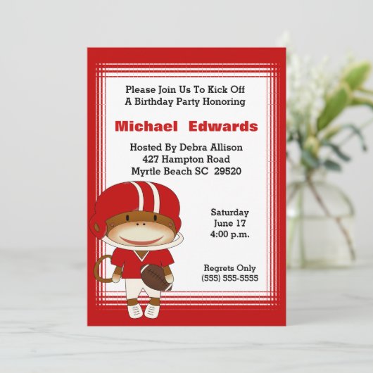 Verjaardagsuitnodigingen voor kinderen voor voetba kaart (Staand voorkant)