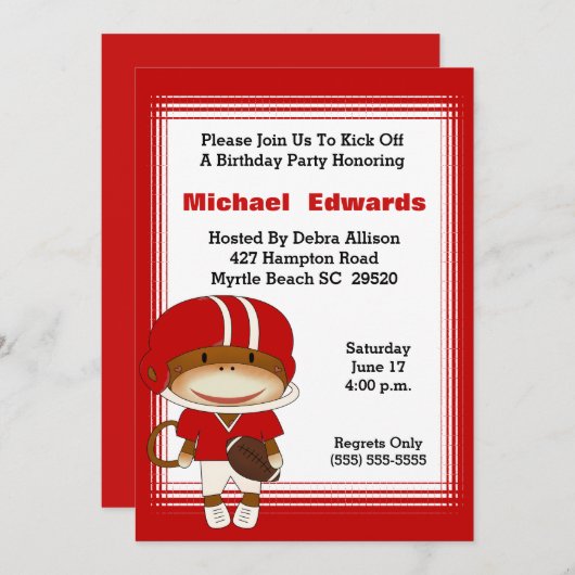 Verjaardagsuitnodigingen voor kinderen voor voetba kaart (Voorkant / Achterkant)