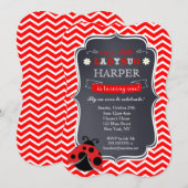 Verjaardagsuitnodigingen voor lieveheersbeestjes kaart (Voorkant / Achterkant)