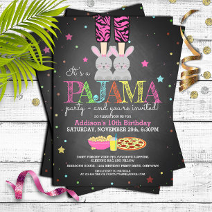 Verjaardagsuitnodigingen voor meisjes pyjamafeestj kaart
