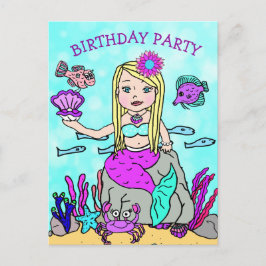 Verjaardagsuitnodigingen voor Pretty Mermaid Briefkaart