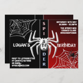 Verjaardagsuitnodigingen voor Red & Black Spider Kaart (Voorkant / Achterkant)