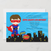 Verjaardagsuitnodigingen voor superhelden (blauw e kaart (Voorkant)