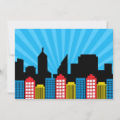 Verjaardagsuitnodigingen voor superhelden met foto kaart (Achterkant)