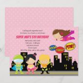 Verjaardagsuitnodigingen voor superhelden (Schatti Kaart (Voorkant / Achterkant)