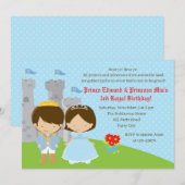 Verjaardagsuitnodigingen voor tweelingen (prinses kaart (Voorkant / Achterkant)