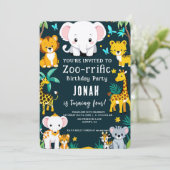 Verjaardagsuitnodigingen voor wilde dieren - Feest Kaart (Staand voorkant)