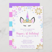 Verjaardagsuitnodigingen voor Winter Eenhoorn Kaart (Voorkant / Achterkant)