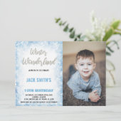 Verjaardagsuitnodigingen Winter Wonderland Blauw F Kaart (Staand voorkant)