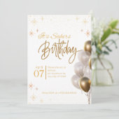 Verjaardagsuitnodigingskaart bewerkbaar kaart (Staand voorkant)