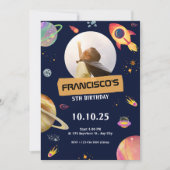 verjaardagsuitnodigingskaart Blue Space Theme Kaart (Voorkant)