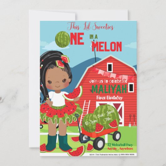 Verjaardagsuitnodigingskaart 'One In a melon' (Voorkant)