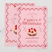 verjaardagsuitnodigingskaart van de zus kaart (Voorkant / Achterkant)