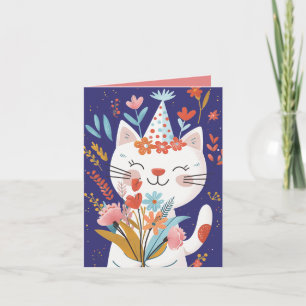 Verjaardagsuitnodigingskaart voor Cute Cat Celebra