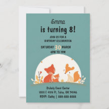 Verjaardagsuitnodigingskaart Zoete Vossen – Cute W