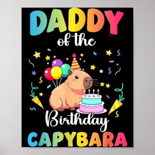 Verjaardagsvader van de jarige Capybara-verjaardag Poster (Voorkant)