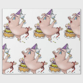 Verjaardagsvarken feesten cadeaupapier (Vlak)