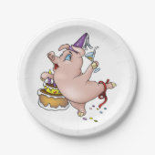 Verjaardagsvarken feesten papieren bordje (Voorkant)