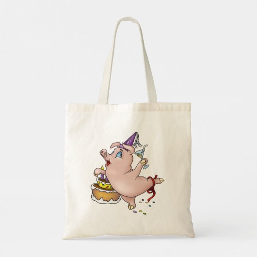 Verjaardagsvarken feesten tote bag (Achterkant)