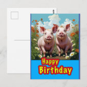 verjaardagsvarkens briefkaart (Voorkant / Achterkant)