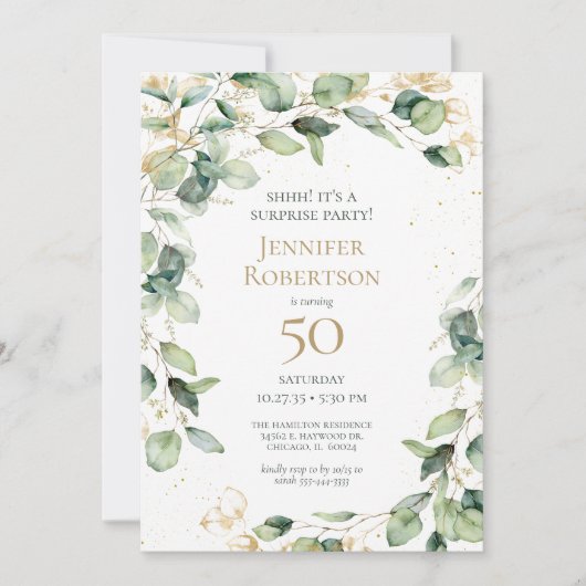 Verjaardagsverrassing 50 Eucalyptus Kaart (Voorkant)