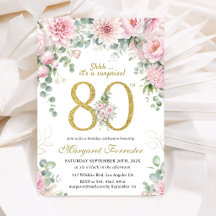 Verjaardagsverrassing 80 Gouden Glitter Roze Bloem