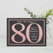 Verjaardagsverrassing 80 Roze Gouden Glitters Kaart (Staand voorkant)