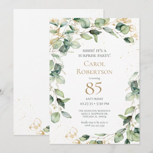 Verjaardagsverrassing 85 Eucalyptus  Kaart (Voorkant / Achterkant)