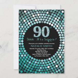 Verjaardagsverrassing 90 jaar zwart en turquoise g kaart