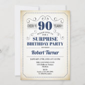 Verjaardagsverrassing 90ste - Marineblauw Wit Zwar Kaart (Voorkant)