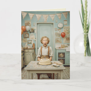 Verjaardagsverrassing in de keuken in vintage stij kaart