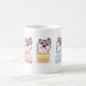 Verjaardagsverrassing met taart en kattenontwerp koffiemok (Center)