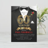 Verjaardagsverrassing Tuxedo Uitnodiging 60 jaar (Staand voorkant)