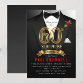 Verjaardagsverrassing Tuxedo Uitnodiging 60 jaar (Voorkant / Achterkant)