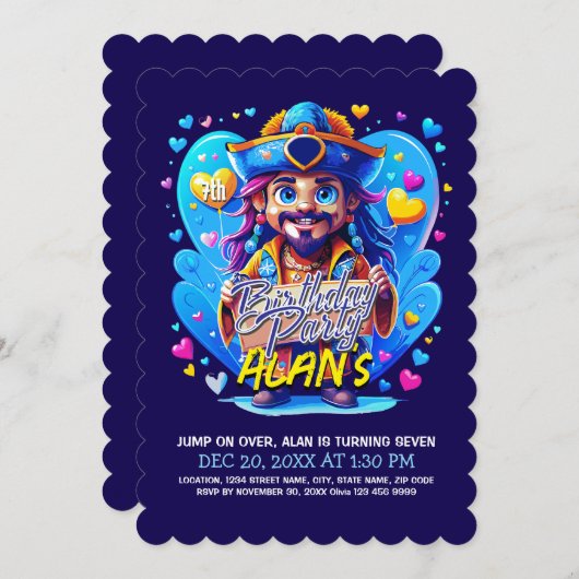 Verjaardagsviering Captain Pirate Kaart (Voorkant / Achterkant)